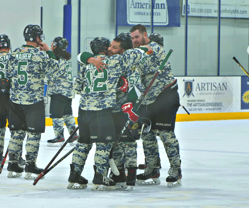 Blattner Minnesota Warriors Player Hug Hockey Showcase