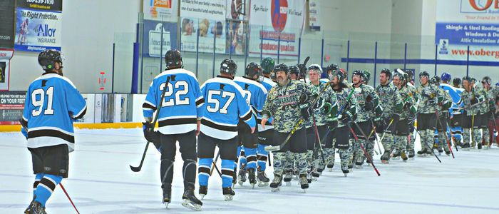 Players Handshake Blattner Minnesota Warriors Hockey Showcase